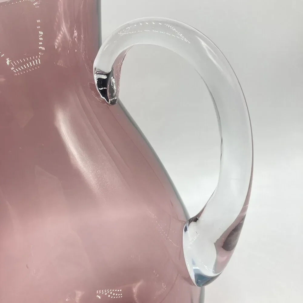 Poland Amethyst Purple Blown Glass Pitcher 6 Margarita Glasses Handmade Barware